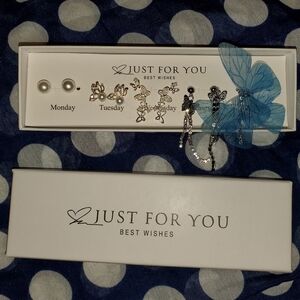 Butterfly Earrings 5 Pair Gift Set